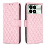 Per Xiaomi Redmi K70 / K70 Pro Custodia a portafoglio in pelle con reticolo di diamanti (rosa)