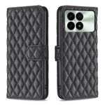 Per Xiaomi Redmi K70 / K70 Pro Custodia a portafoglio in pelle con reticolo di diamanti (Nero)