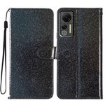 Custodia per telefono in pelle con vibrazione in polvere glitterata per Ulefone Note 14 (nera)