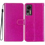 Custodia per telefono in pelle con vibrazione in polvere glitterata per Ulefone Note 14 (rosa rossa)