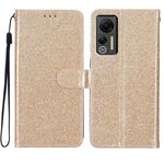 Custodia per telefono in pelle con vibrazione in polvere glitterata per Ulefone Note 14 (oro)