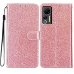 Per Ulefone Note 14 Custodia per telefono in pelle con vibrazione in polvere glitterata (oro rosa)