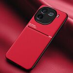 Per vivo iQOO 12 Classic Tilt Strip Grain Magnetico Antiurto PC + Custodia per telefono in TPU (Rosso)