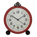 Sveglia retrò in ferro Orologio al quarzo da tavolo semplice, stile: rosso scuro