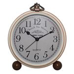 Sveglia retrò in ferro Orologio al quarzo da tavolo semplice, stile: bianco latte