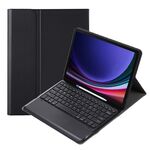 Custodia per tablet in pelle con tastiera Bluetooth staccabile con slot per penna per Samsung Galaxy Tab S9 FE+ A810B (nero)