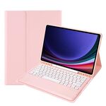Per Samsung Galaxy Tab S9 FE+ A810B Custodia per tablet in pelle con tastiera Bluetooth rimovibile con slot per penna (rosa)