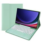Custodia per tablet in pelle con tastiera Bluetooth staccabile con slot per penna per Samsung Galaxy Tab S9 FE+ A810B (verde menta)