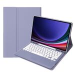 Custodia per tablet in pelle con tastiera Bluetooth staccabile con slot per penna per Samsung Galaxy Tab S9 FE+ A810B (viola)