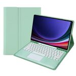 Per Samsung Galaxy Tab S9 FE+ A810B-A Touch Pad Custodia tablet in pelle con tastiera Bluetooth staccabile (verde menta)