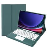 Per Samsung Galaxy Tab S9 FE+ A810B-A Touch Pad Custodia tablet in pelle con tastiera Bluetooth staccabile (verde scuro)