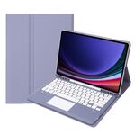 Per Samsung Galaxy Tab S9 FE+ A810B-A Custodia tablet in pelle con touch pad staccabile e tastiera Bluetooth (viola)