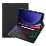 Custodia per tablet in pelle con tastiera Bluetooth retroilluminata per Samsung Galaxy Tab S9 FE con portapenne (nero)