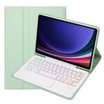 Per Samsung Galaxy Tab S9 FE Candy Color Touch Retroilluminazione Tastiera Bluetooth Custodia tablet in pelle con portapenne (verde chiaro)