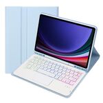 Per Samsung Galaxy Tab S9 FE Candy Color Touch Retroilluminazione Tastiera Bluetooth Custodia tablet in pelle con portapenne (Blu ghiaccio)
