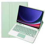 Custodia per tablet in pelle con tastiera Bluetooth touch TPU per Samsung Galaxy Tab S9 FE A710B-A con portapenne (verde chiaro)