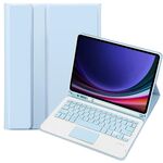 Custodia per tablet in pelle con tastiera Bluetooth touch TPU per Samsung Galaxy Tab S9 FE A710B-A con portapenne (blu ghiaccio)
