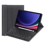 Per Samsung Galaxy Tab S9 FE A710B Custodia tablet in pelle con tastiera Bluetooth TPU color caramello con portapenne (nero)