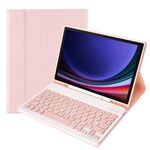 Per Samsung Galaxy Tab S9 FE A710B Custodia tablet in pelle con tastiera Bluetooth TPU color caramello con portapenne (rosa)