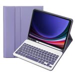 Per Samsung Galaxy Tab S9 FE A710B Custodia tablet in pelle con tastiera Bluetooth TPU color caramello con portapenne (viola)