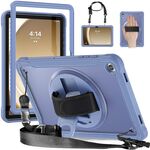 Custodia per tablet ibrida resistente per Samsung Galaxy Tab A9+ X210/X215 con manico e cinturino (grigio lavanda)