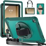 Custodia per tablet ibrida resistente per Samsung Galaxy Tab A9+ X210/X215 con maniglia e cinturino (verde scuro)