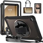 Custodia per tablet ibrida resistente per Samsung Galaxy Tab A9+ X210/X215 con maniglia e cinturino (nero trasparente)