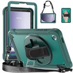 Custodia per tablet ibrida resistente per Samsung Galaxy Tab A9 X110/X115 con manico e cinturino (verde scuro)