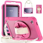 Custodia per tablet ibrida resistente per Samsung Galaxy Tab A9 X110/X115 con manico e cinturino (rosa rosso)