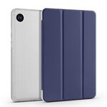 Per Samsung Galaxy Tab A9 X110 Custodia tablet in pelle TPU trasparente a nido d'ape 3 volte con slot per penna (blu scuro)