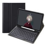 Per Samsung Galaxy Tab S9 FE Custodia in pelle per tastiera Bluetooth con copritasto rotondo in TPU color caramello con slot per penna (nero)