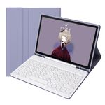 Per Samsung Galaxy Tab S9 FE Custodia in pelle per tastiera Bluetooth con copritasto rotondo in TPU color caramello con slot per penna (viola)