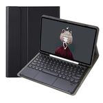 Per Samsung Galaxy Tab S9 FE Custodia in pelle con tastiera Bluetooth touch rotonda in TPU color caramello (nero)