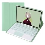 Per Samsung Galaxy Tab S9 FE Custodia in pelle con tastiera Bluetooth touch rotonda in TPU color caramello (verde chiaro)