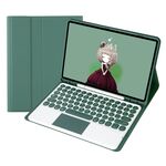 Per Samsung Galaxy Tab S9 FE Custodia in pelle con tastiera Bluetooth touch rotonda in TPU color caramello (verde scuro)