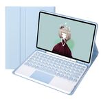 Per Samsung Galaxy Tab S9 FE Custodia in pelle con tastiera Bluetooth touch rotonda in TPU color caramello (blu ghiaccio)