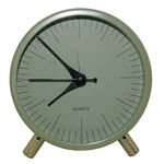Sveglia al quarzo in metallo Orologio da soggiorno con puntatore rotondo semplice e silenzioso da tavolo (verde)