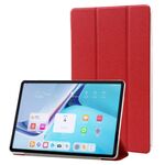 Custodia per tablet in pelle tripla per Huawei MatePad Pro 11 2024 con texture setosa (rossa)