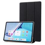 Custodia per tablet in pelle tripla con texture seta per Huawei MatePad Pro 11 2024 (nero)