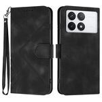 Per Xiaomi Redmi K70 Custodia in pelle con motivo a linee Skin Feel (nera)