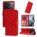 Custodia per cellulare in pelle girasole goffrata per Xiaomi Redmi K70 / K70 Pro (rossa)