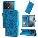 Custodia per telefono in pelle girasole goffrata per Xiaomi Redmi K70 / K70 Pro (blu)
