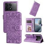 Custodia per telefono in pelle girasole goffrata per Xiaomi Redmi K70 / K70 Pro (viola)