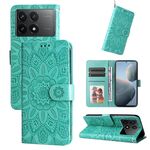 Custodia per telefono in pelle girasole goffrata per Xiaomi Redmi K70 / K70 Pro (verde)
