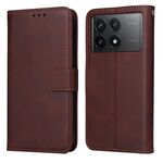 Custodia per telefono in pelle flip classica con texture di vitello per Xiaomi Redmi K70 / K70 Pro (marrone)