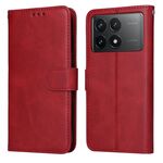 Custodia per telefono in pelle flip classica con texture di vitello per Xiaomi Redmi K70 / K70 Pro (rossa)
