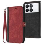 Per Xiaomi Redmi K70 Custodia per telefono in pelle con fibbia laterale doppia piegatura a mano (rossa)
