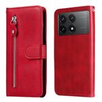 Per Xiaomi Redmi K70 / K70 Pro Custodia per cellulare in pelle con cerniera alla moda con texture di vitello (rossa)