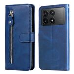 Per Xiaomi Redmi K70 / K70 Pro Custodia per cellulare in pelle con cerniera alla moda con texture di vitello (blu)