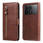 Per Xiaomi Redmi K70 / K70 Pro Custodia per cellulare in pelle con cerniera alla moda con texture di vitello (marrone)